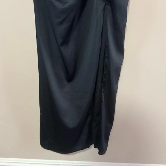Abercrombie Black Satin Draped Skirt Maxi Dress Formal Open‎ Back Small Petite - Picture 5 of 8